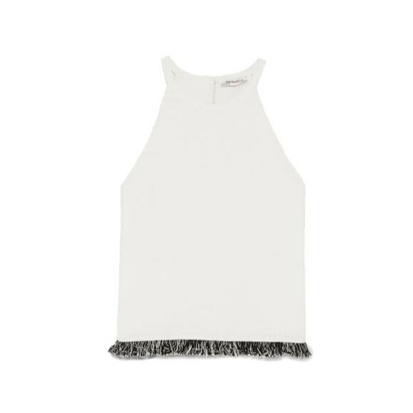 Zara‎ Trafaluc Womens White Black Fringe Halter Top Size Small - Picture 2 of 10